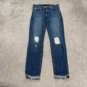 J Brand Breathless Capri Distressed Skinny Denim Jeans Womens 25 Blue Raw Hem